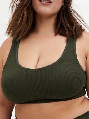 Torrid Ribbed Scoop Neck Bralette in Olive